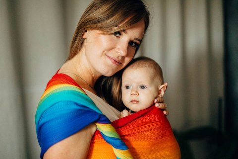 Żakardowa chusta do noszenia dzieci, bawełna - TĘCZOWE DZIECKO - rozmiar M