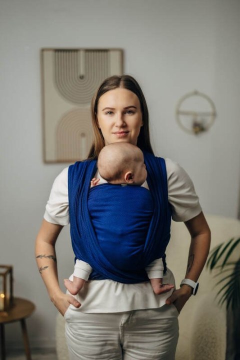 Chusta do noszenia dzieci - KOBALT, splot jodełkowy (100% bawełna) - rozmiar XS