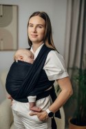 Chusta do noszenia dzieci, tkana splotem jodełkowym, bawełna - MAŁA JODEŁKA CZARNY HEBAN - rozmiar XL