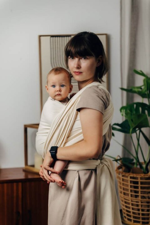 Chusta do noszenia dzieci, tkana splotem jodełkowym, bawełna - MAŁA JODEŁKA LUCE - rozmiar XS