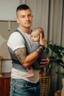 Chusta do noszenia dzieci, tkana splotem jodełkowym, bawełna - MAŁA JODEŁKA OMBRE SZARY - rozmiar XS