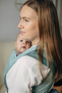Moja pierwsza chusta do noszenia dzieci, tkana splotem jodełkowym, bawełna - MAŁA JODEŁKA BABY MINT - rozmiar XS