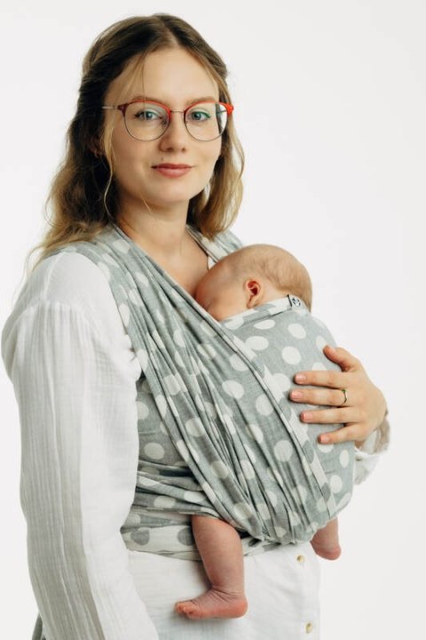 Żakardowa chusta do noszenia dzieci, 100% bawełna - POLKA DOTS - PLOP - rozmiar XS
