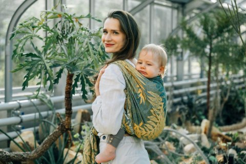 Żakardowa chusta do noszenia dzieci, 100% bawełna - RAINFOREST - SELVA - rozmiar XS