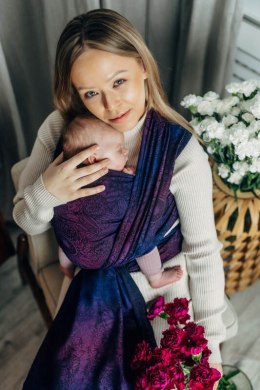 Żakardowa chusta do noszenia dzieci, bawełna - DZIKIE WINO - BOUQUET - rozmiar XL