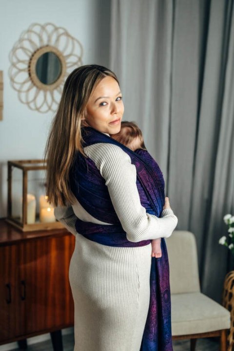Żakardowa chusta do noszenia dzieci, bawełna - DZIKIE WINO - BOUQUET - rozmiar XL