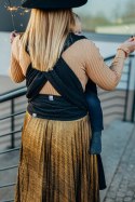 Żakardowa chusta do noszenia dzieci, 59% bawełna, 41% wełna merino - PAWI OGON - PITCH BLACK - rozmiar L