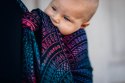 Żakardowa chusta do noszenia dzieci, 60% bawełna, 28% wełna merino, 8% jedwab, 4% kaszmir - PAWI OGON - CZARNY OPAL - rozmiar S