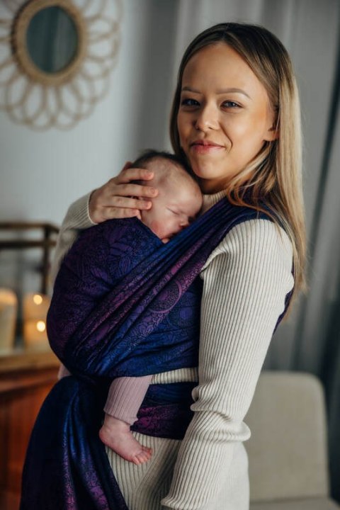 Żakardowa chusta do noszenia dzieci, bawełna - DZIKIE WINO - BOUQUET - rozmiar XS