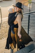 Żakardowa chusta do noszenia dzieci, 59% bawełna, 41% wełna merino - PAWI OGON - PITCH BLACK - rozmiar XL