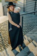 Żakardowa chusta do noszenia dzieci, 59% bawełna, 41% wełna merino - PAWI OGON - PITCH BLACK - rozmiar XL