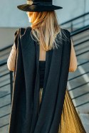 Żakardowa chusta do noszenia dzieci, 59% bawełna, 41% wełna merino - PAWI OGON - PITCH BLACK - rozmiar XS