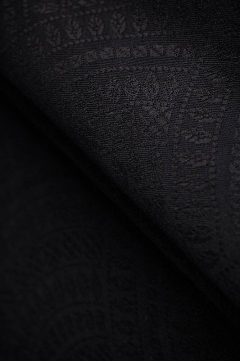 Żakardowa chusta do noszenia dzieci, 59% bawełna, 41% wełna merino - PAWI OGON - PITCH BLACK - rozmiar XS