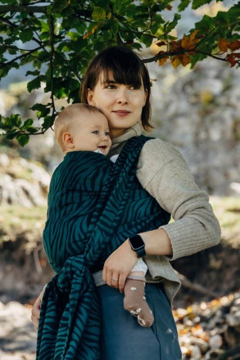 Żakardowa chusta do noszenia dzieci (63% bawełna, 37% wełna merino) - ZEBRA - SAVANNA - rozmiar XS