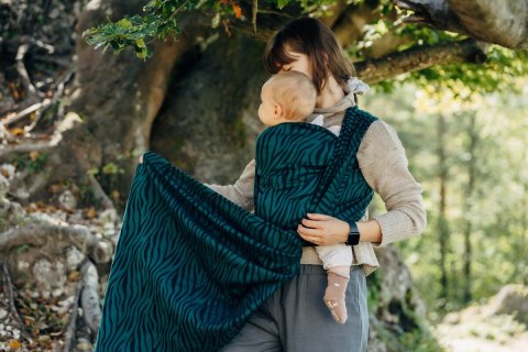Żakardowa chusta do noszenia dzieci (63% bawełna, 37% wełna merino) - ZEBRA - SAVANNA - rozmiar XS