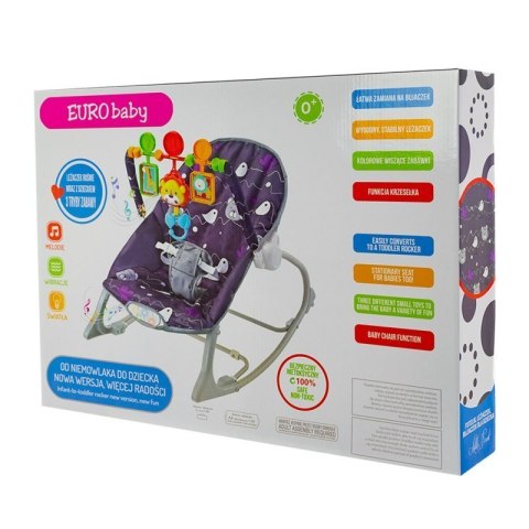 EUROBABY Leżaczek little forest purple EUROBABY