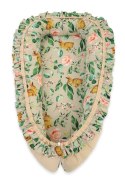 Bobono Kokon niemowlęcy kojec otulacz Premium z falbanką - Rabbit with flowers