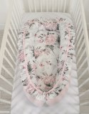 Bobono Kokon niemowlęcy kojec otulacz Premium z falbanką - Romantic peonies