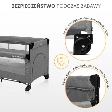 CARETERO ŁÓŻECZKO TURYSTYCZNE ESTI Z OPUSZCZANYM BOKIEM GREY