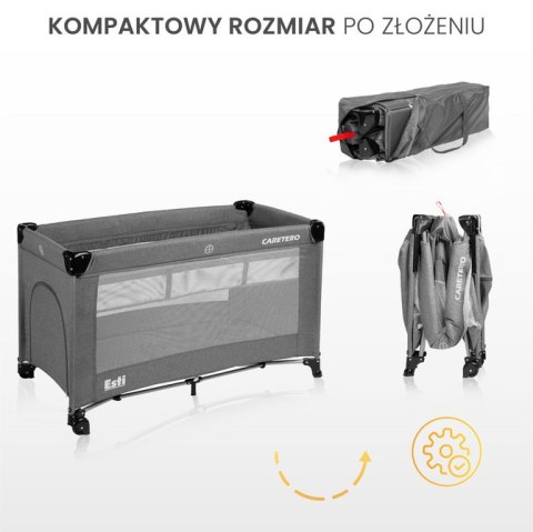 CARETERO ŁÓŻECZKO TURYSTYCZNE ESTI Z OPUSZCZANYM BOKIEM GREY