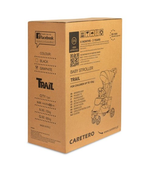 CARETERO WÓZEK SPACEROWY TRAIL GRAPHITE