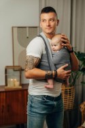Chusta do noszenia dzieci, tkana splotem jodełkowym, bawełna - MAŁA JODEŁKA OMBRE SZARY - rozmiar L