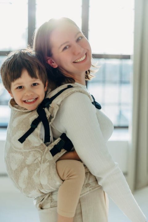 Nosidełko LennyPreschool z tkaniny żakardowej (50% bawełna, 25%konopie, 25% lyocell), rozmiar preschool - VIRIDIFLORA - CONNECT