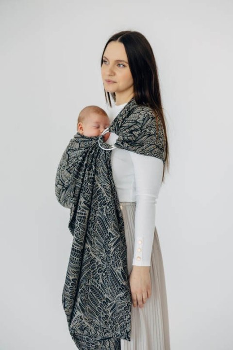 Żakardowa chusta kółkowa do noszenia dzieci, (100% bawełna), ramię bez zakładek - WOLNY DUCH - COCOON - standard 1.8m