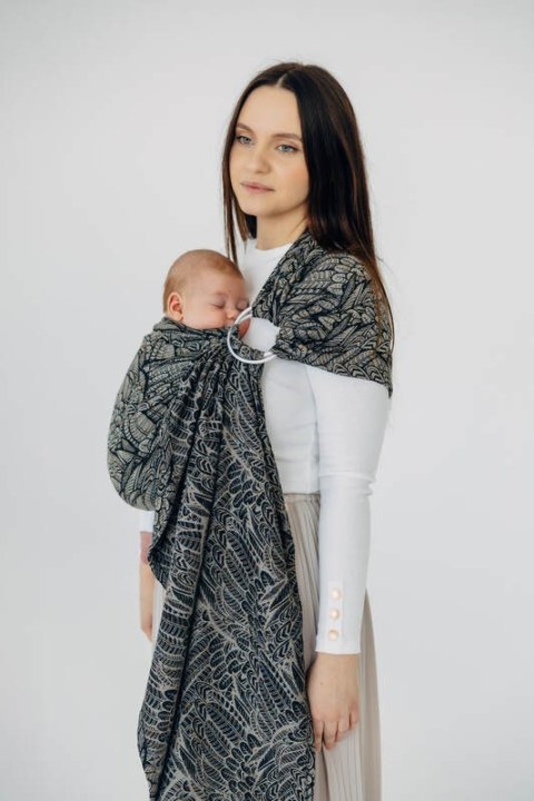 Żakardowa chusta kółkowa do noszenia dzieci, (100% bawełna), ramię bez zakładek - WOLNY DUCH - COCOON - standard 1.8m