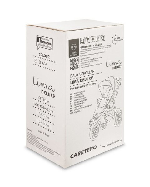 CARETERO WÓZEK SPACEROWY LIMA DELUXE BLACK