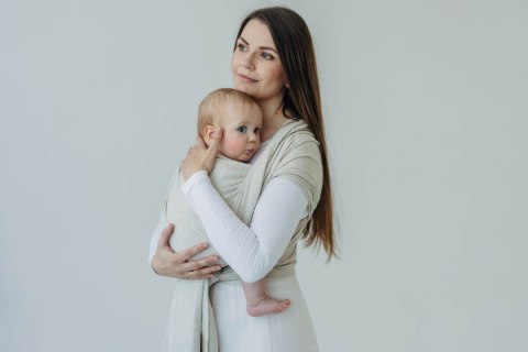 Chusta do noszenia dzieci, tkana splotem skośno-krzyżowym (50% bawełna, 25% konopie, 25% lyocell) - AIRY - rozmiar XS