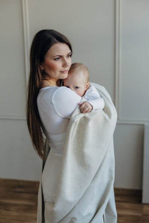 Chusta do noszenia dzieci, tkana splotem skośno-krzyżowym (50% bawełna, 25% konopie, 25% lyocell) - AIRY - rozmiar XS