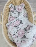My Sweet Baby Kołderka z wypełnieniem i poduszka profilowana Miś - zestaw 2cz. - Romantic peonies
