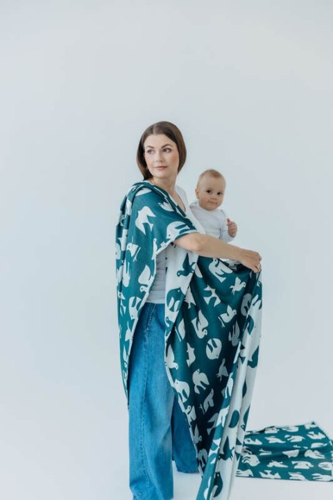 Żakardowa chusta do noszenia dzieci, 100% wiskoza bambusowa - BIRDY - SKYWARD - rozmiar S