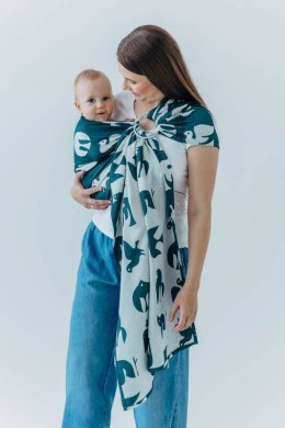 Żakardowa chusta kółkowa do noszenia dzieci, 100% wiskoza bambusowa, ramię bez zakładek - BIRDY - SKYWARD - standard 1.8m