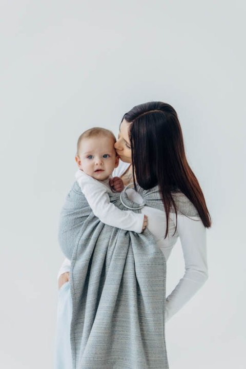 Żakardowa chusta kółkowa do noszenia dzieci (54% jedwab, 46% bawełna), ramię bez zakładek - LITTLE LOVE - MUNA - standard 1.8m