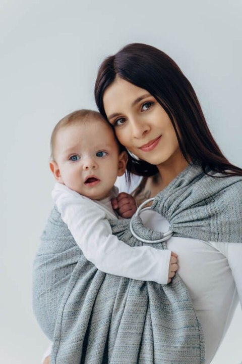 Żakardowa chusta kółkowa do noszenia dzieci (54% jedwab, 46% bawełna), ramię bez zakładek - LITTLE LOVE - MUNA - standard 1.8m