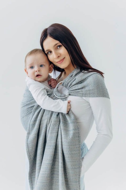 Żakardowa chusta kółkowa do noszenia dzieci (54% jedwab, 46% bawełna), ramię bez zakładek - LITTLE LOVE - MUNA - standard 1.8m