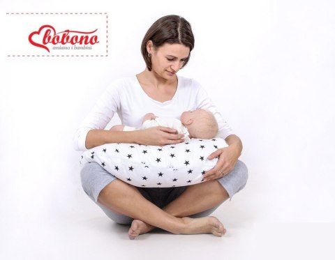 Bobono Poduszka rogal do karmienia fasolka + zdejmowana poszewka - Misie różowe
