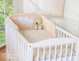 Bobono Pościel 3-cz 120x90 - Serduszka grochy beżowe