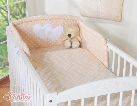 Bobono Pościel 3-cz 120x90 - Serduszka grochy beżowe