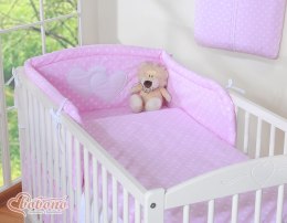 Bobono Pościel 3-cz 120x90 - Serduszka grochy różowe