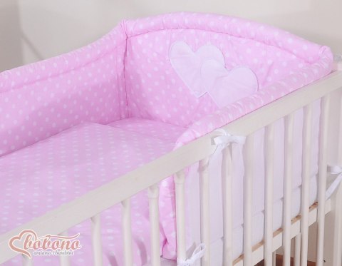 Bobono Pościel 3-cz 120x90 - Serduszka grochy różowe