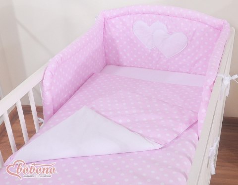 Bobono Pościel 3-cz 120x90 - Serduszka grochy różowe
