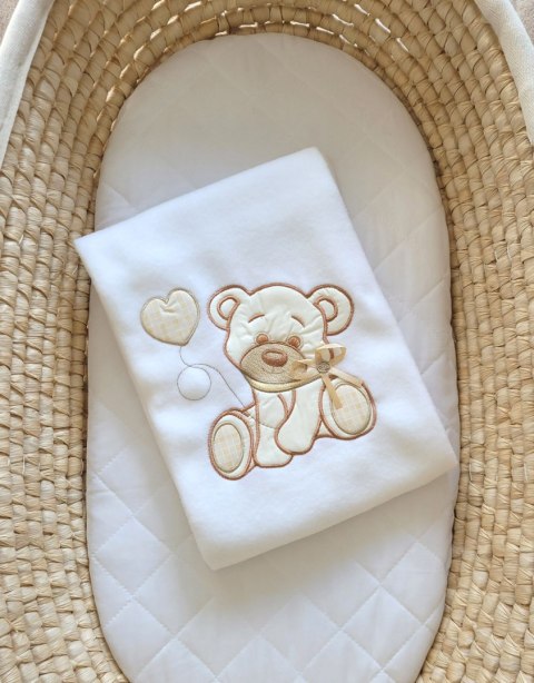 My Sweet Baby Kocyk polarowy dla niemowląt - Miś z kokardką biały