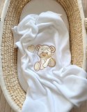 My Sweet Baby Kocyk polarowy dla niemowląt - Miś z kokardką biały
