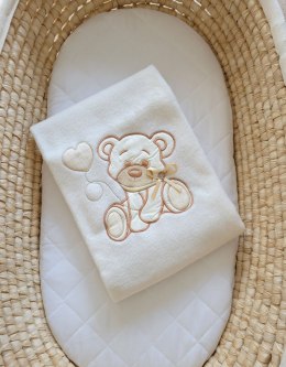 My Sweet Baby Kocyk polarowy dla niemowląt - Miś z kokardką kremowy