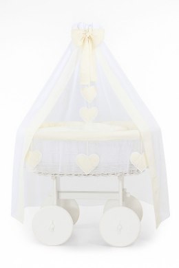 My Sweet Baby Wiklinowy kosz Mojżesza z baldachimem Deluxe Amelia - biały + kremowa pościel