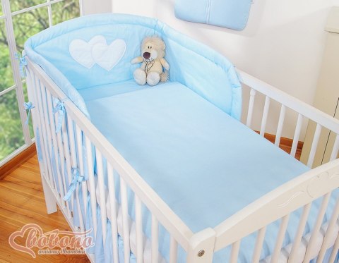 Bobono Pościel 3-cz 120x90 - Serduszka paseczki niebieskie