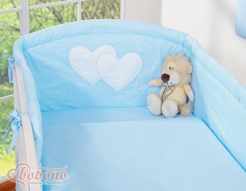 Bobono Pościel 3-cz 120x90 - Serduszka paseczki niebieskie